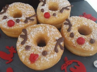 donuts decorated as christmas reindeer